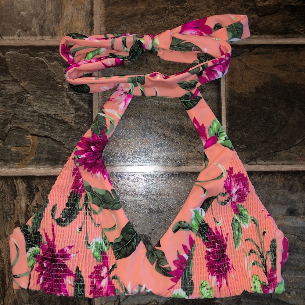 Peach/Green Floral Swim Top